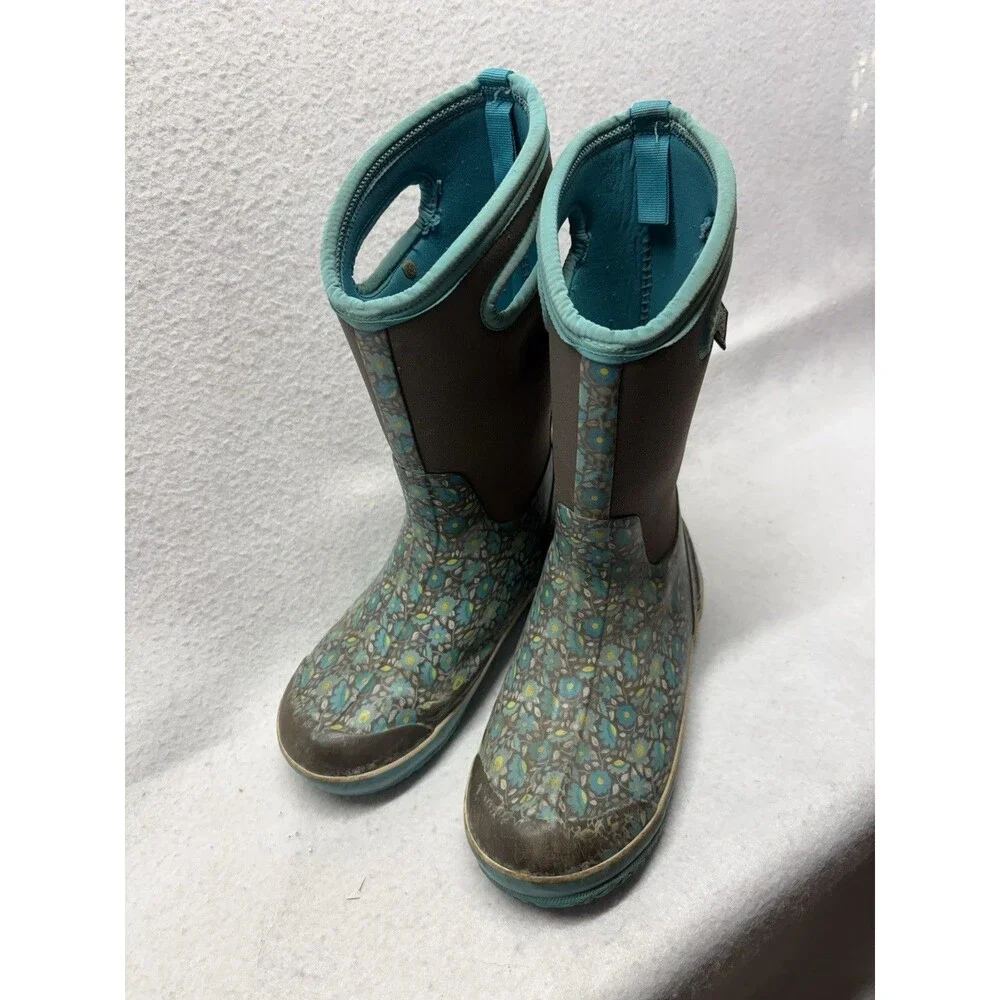 Bogs Floral Sweet Pea Classic Insulated Rain Boots Youth Size 5